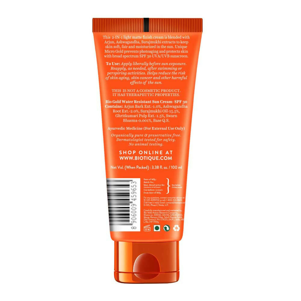 Biotique Bio Micro Gold Matte Cream Sunscreen SPF 30 - 100 ML
