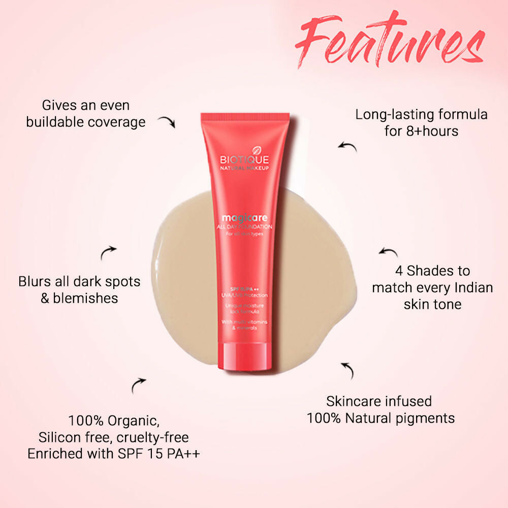 Biotique Magicare All Day Foundation SPF 15 - Sand - 30 ML