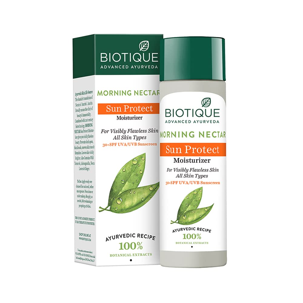 Biotique Advanced Ayurveda Bio Morning Nectar Visibly Flawless Sun Protector 30+SPF UVA/UVB Sunscreen - 120 ML