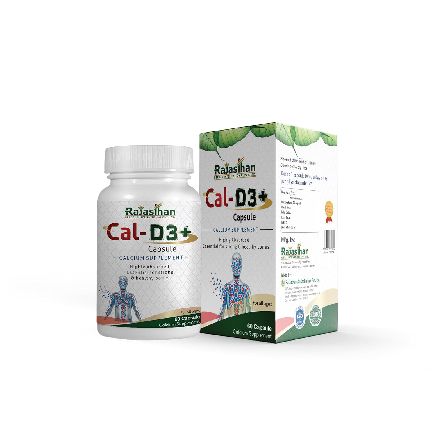 Rajasthan Herbals Cal-D3+ Capsules - 30 Caps