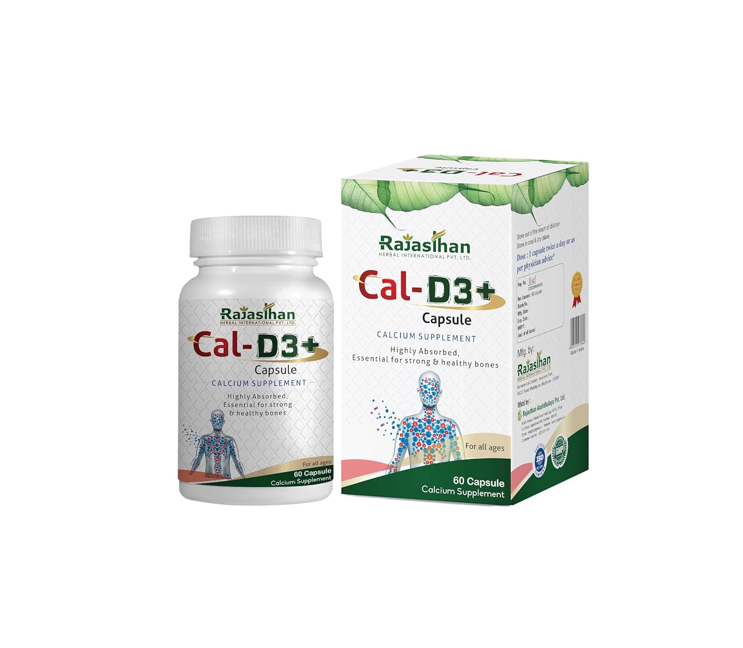 Rajasthan Herbals Cal-D3+ Capsules - 30 Caps