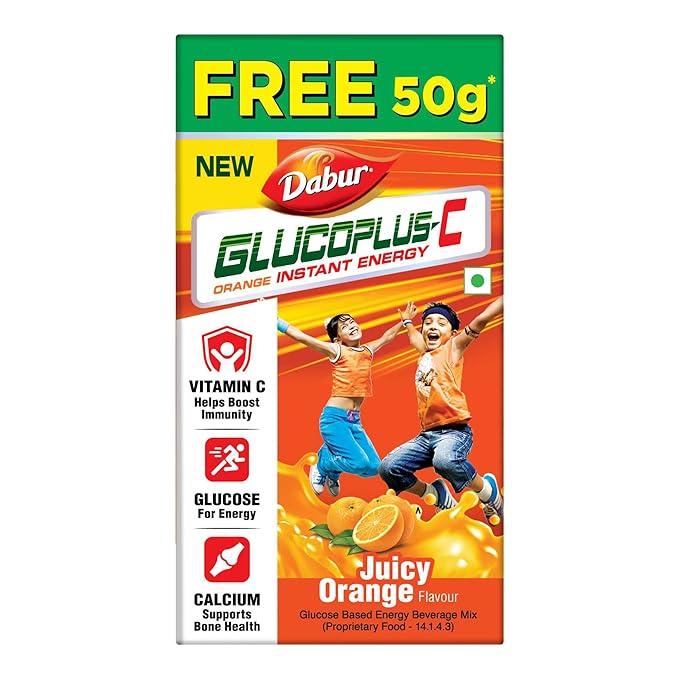Dabur GlucoPlus C Instant Energy Glucose Orange Flavour