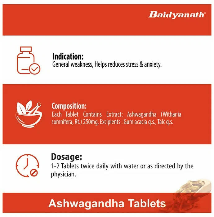 Baidyanath Kolkata Ashwagandha Tablets - 60 Tabs