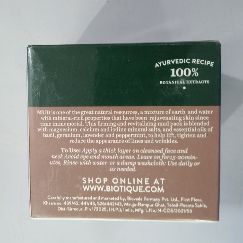 Biotique Advanced Ayurveda Bio Mud Youthful Firming and Revitalizing Face Pack - 75 GM