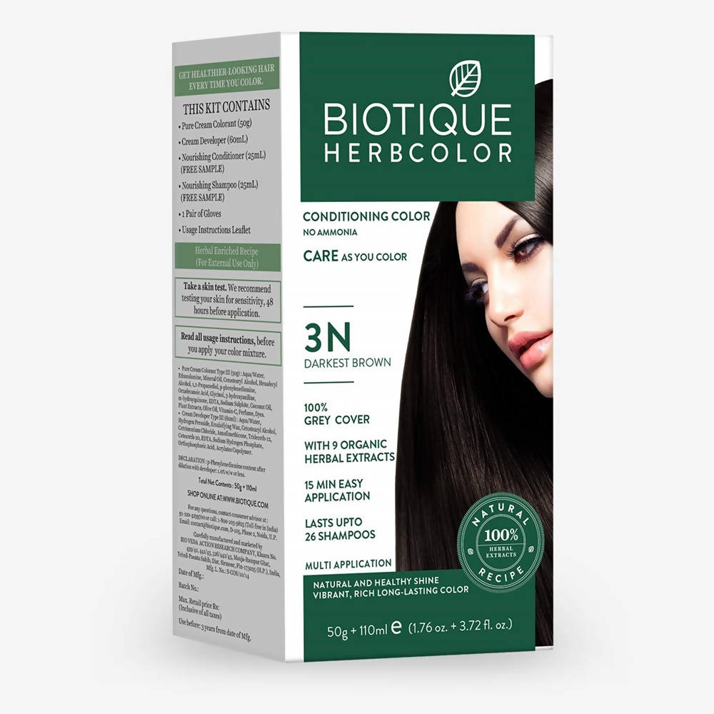 Biotique Herbcolor 3N Darkest Brown - 160 ML
