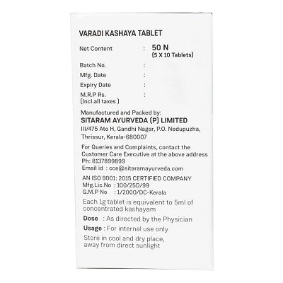 Sitaram Ayurveda Varadi Kashaya Tablet - 50 Tablets