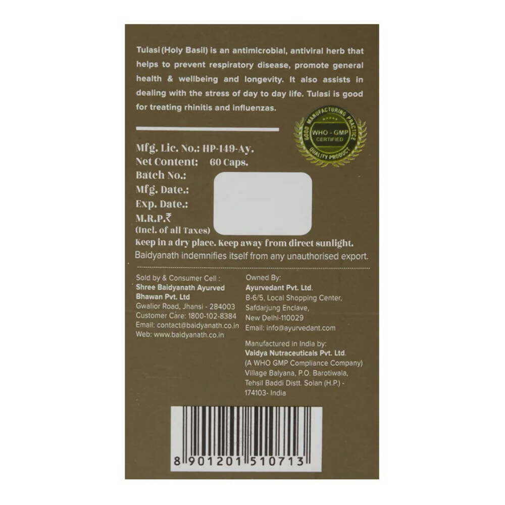 Baidyanath Jhansi Ayurvedant Tulasi Capsules - 60 Caps