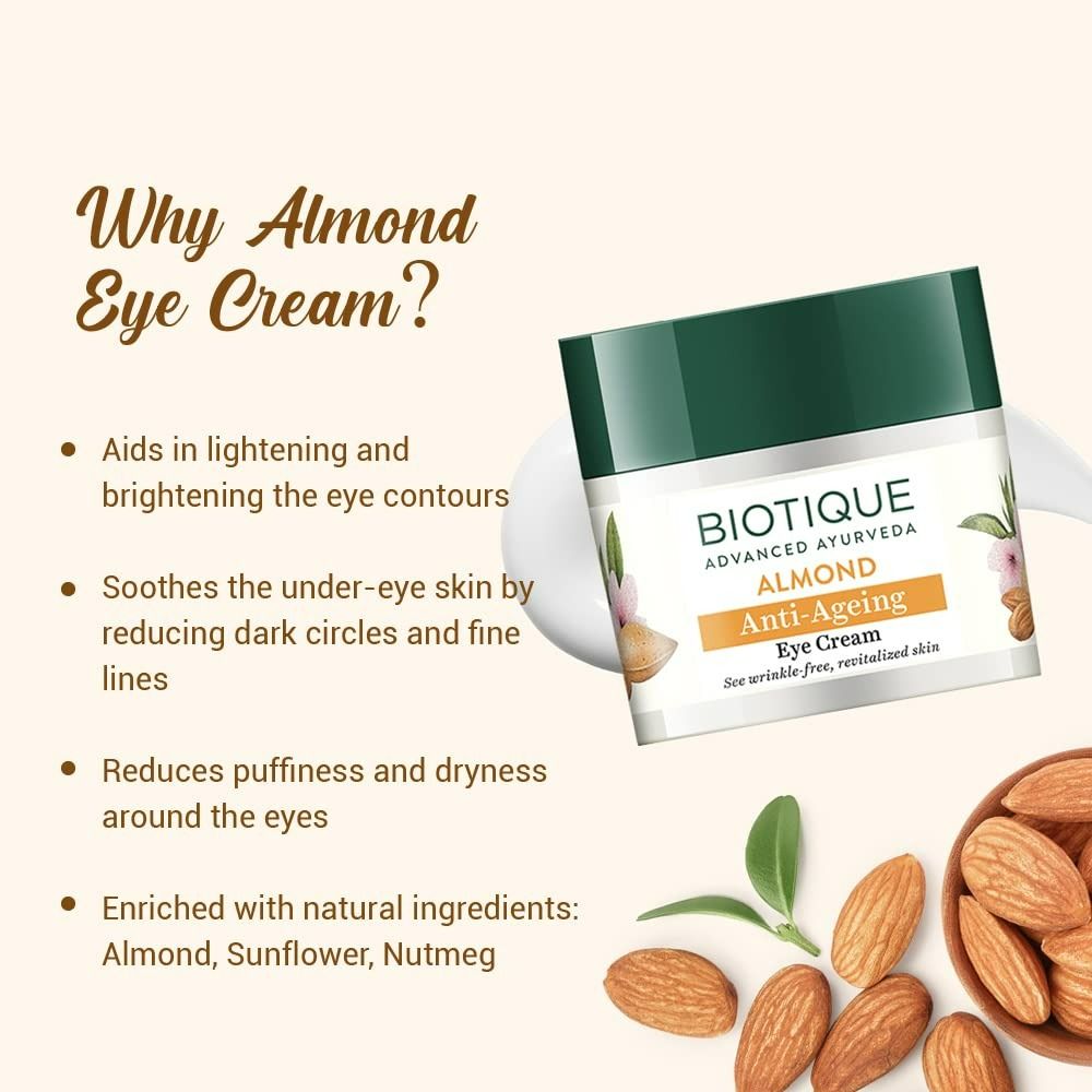 Biotique Bio Almond Soothing And Nourishing Eye Cream - 15 GM