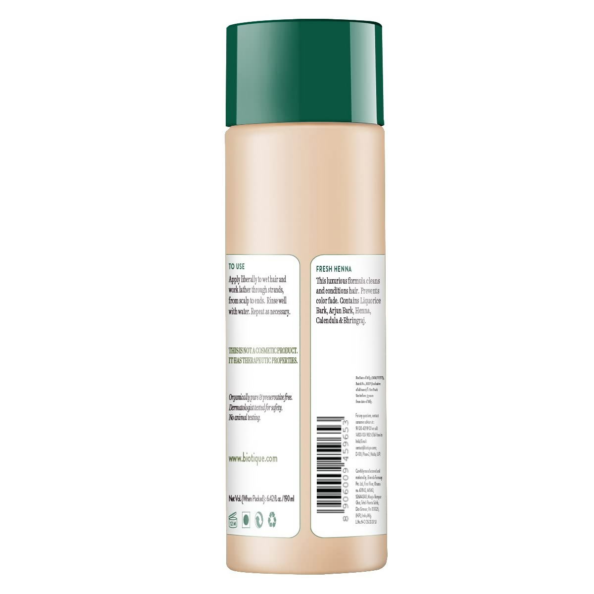 Biotique Fresh Henna Color Protect Shampoo & Conditioner For Color Treated Hair - 190 ML