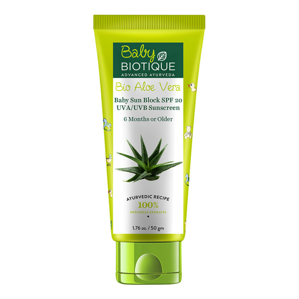 Biotique Bio Aloe Vera Baby Sun Block SPF 20 UVA/UVB Sunscreen - 50 GM