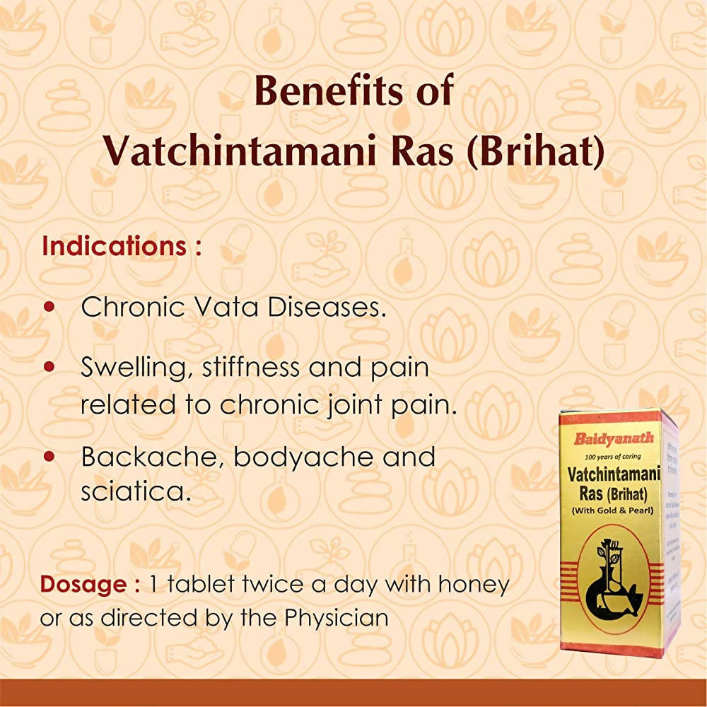 Baidyanath Vatchintamani Ras (Brihat) (With Gold & Pearl) - 10 Tabs