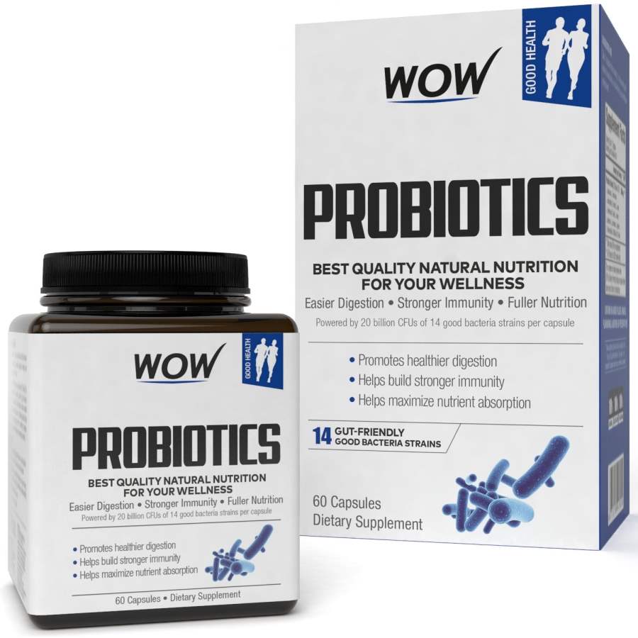 Buy WOW Probiotics 20 Billion CFU (14 Probiotic Strains) Vegetarian Capsules online usa [ USA ] 