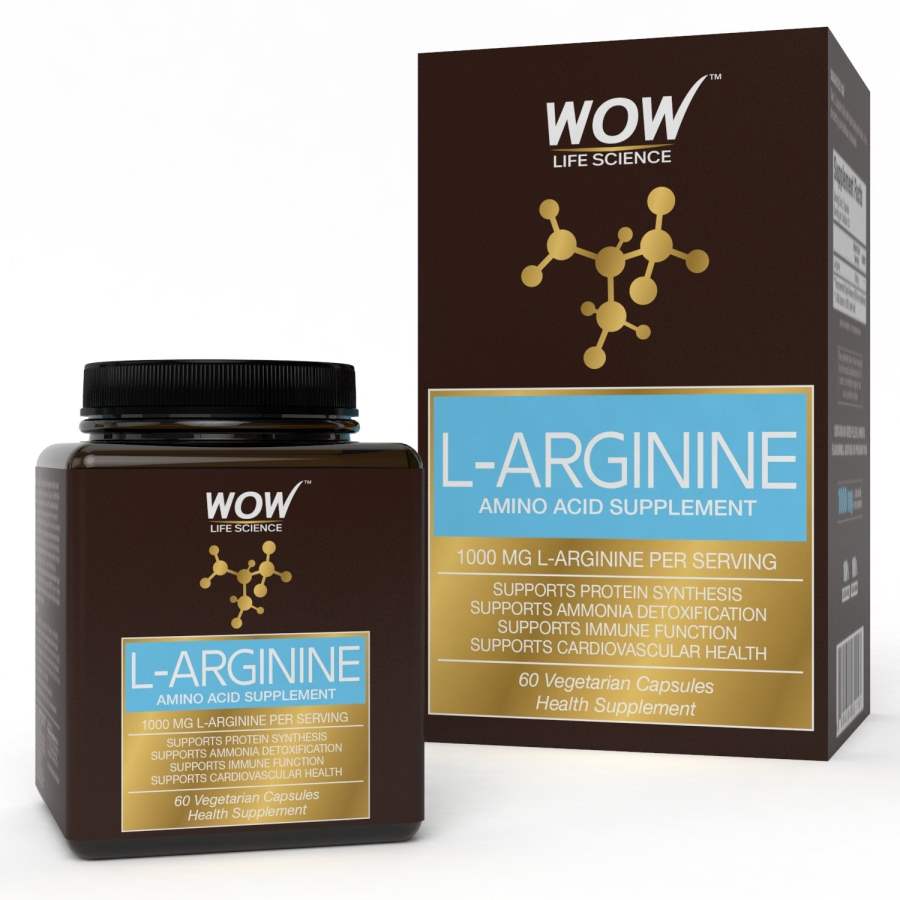 Buy WOW L-Arginine Amino Acid Supplement 1000mg - 60 Vegetarian Capsules online usa [ USA ] 